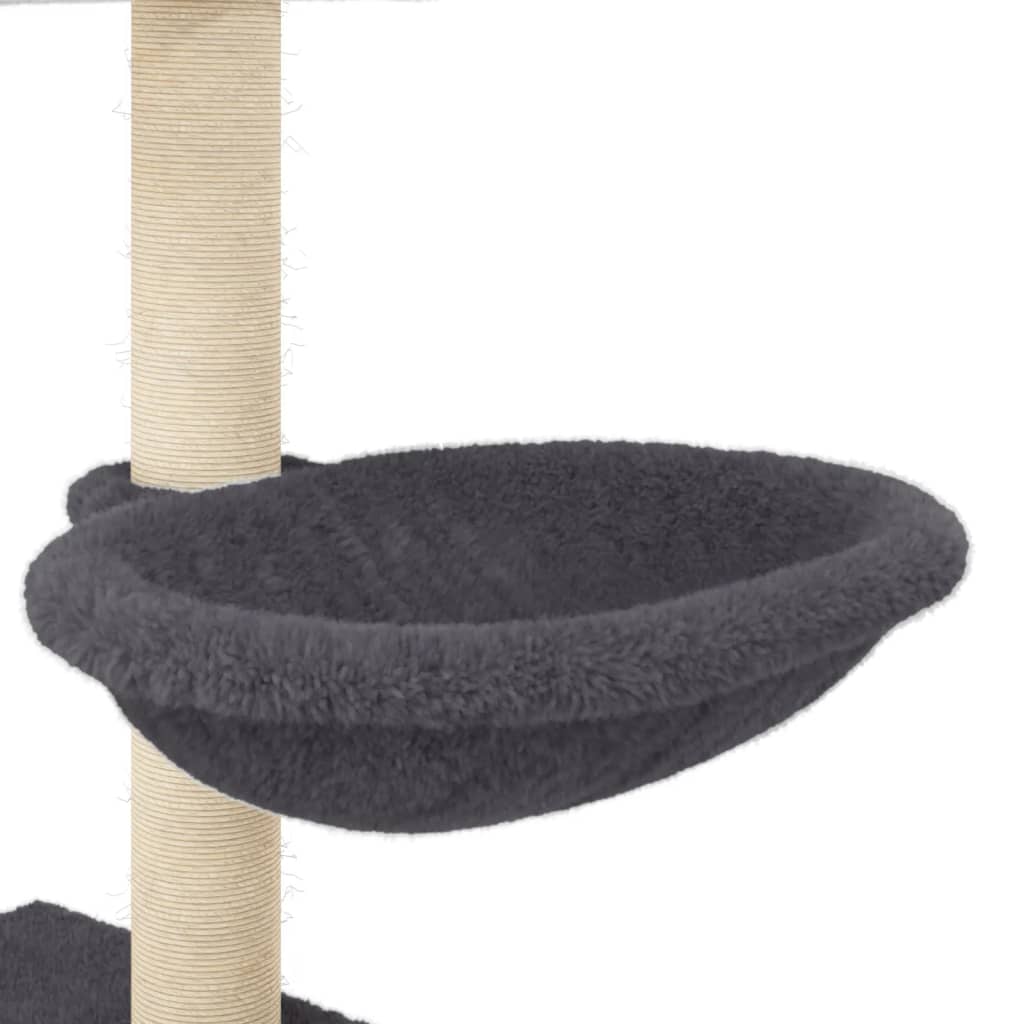 Árvore p/ gatos c/ postes arranhadores sisal 117cm cinza-escuro