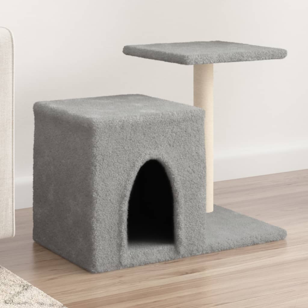 Árvore p/ gatos c/ postes arranhadores sisal 50,5cm cinza-claro