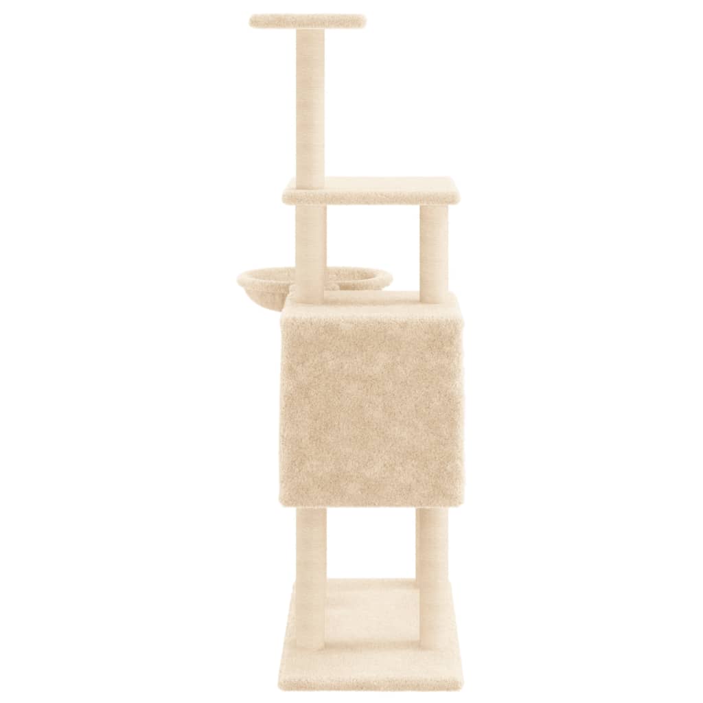 Árvore p/ gatos c/ postes arranhadores sisal 131 cm cor creme