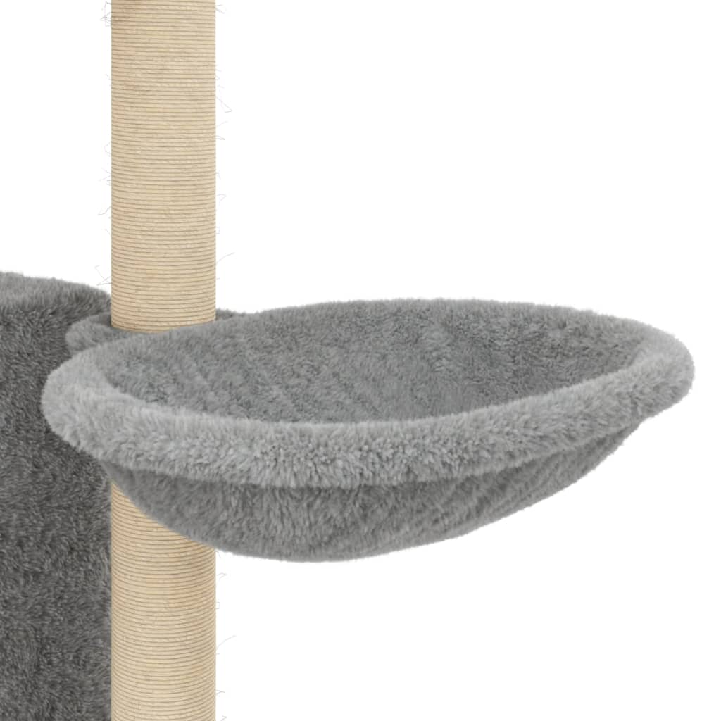 Árvore p/ gatos c/ postes arranhadores sisal 131 cm cinza-claro