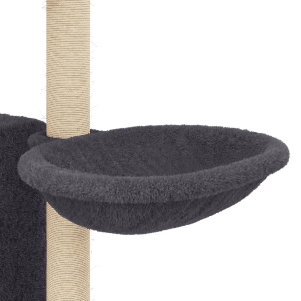 Árvore p/ gatos c/ postes arranhadores sisal 131cm cinza-escuro