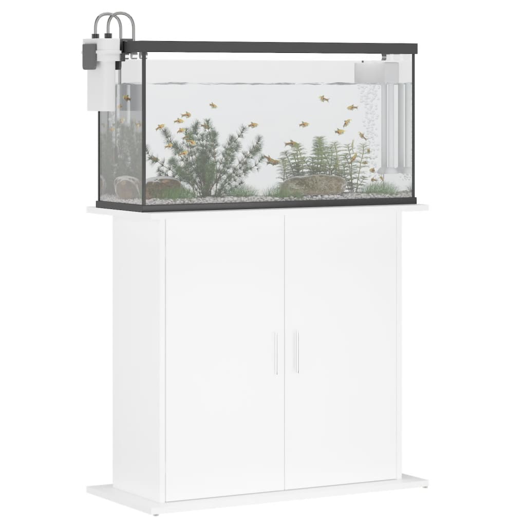 Suporte de aquário 81x36x73 cm deriv. madeira branco brilhante