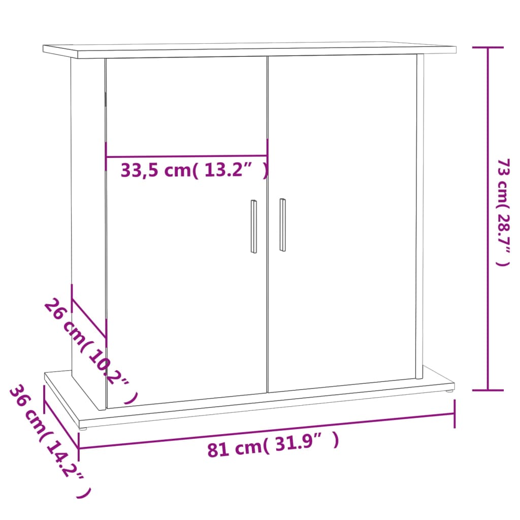 Suporte de aquário 81x36x73cm derivados de madeira cinza sonoma