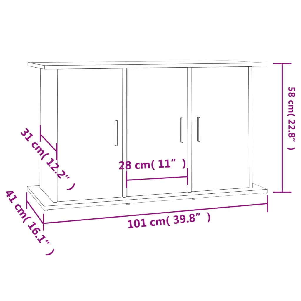 Suporte de aquário 101x41x58 cm deriv. de madeira cinza sonoma