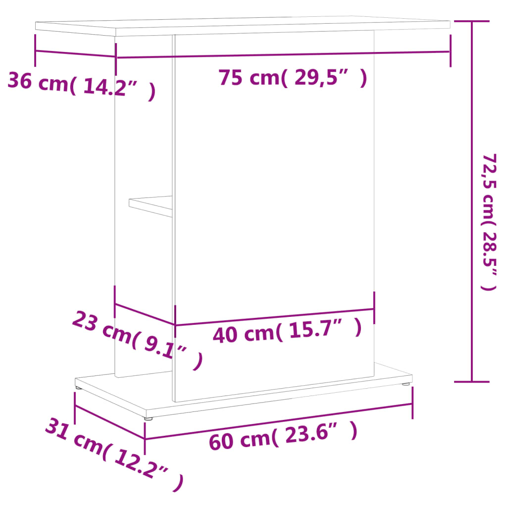 Suporte de aquário 36x75x72,5 cm derivados de madeira branco