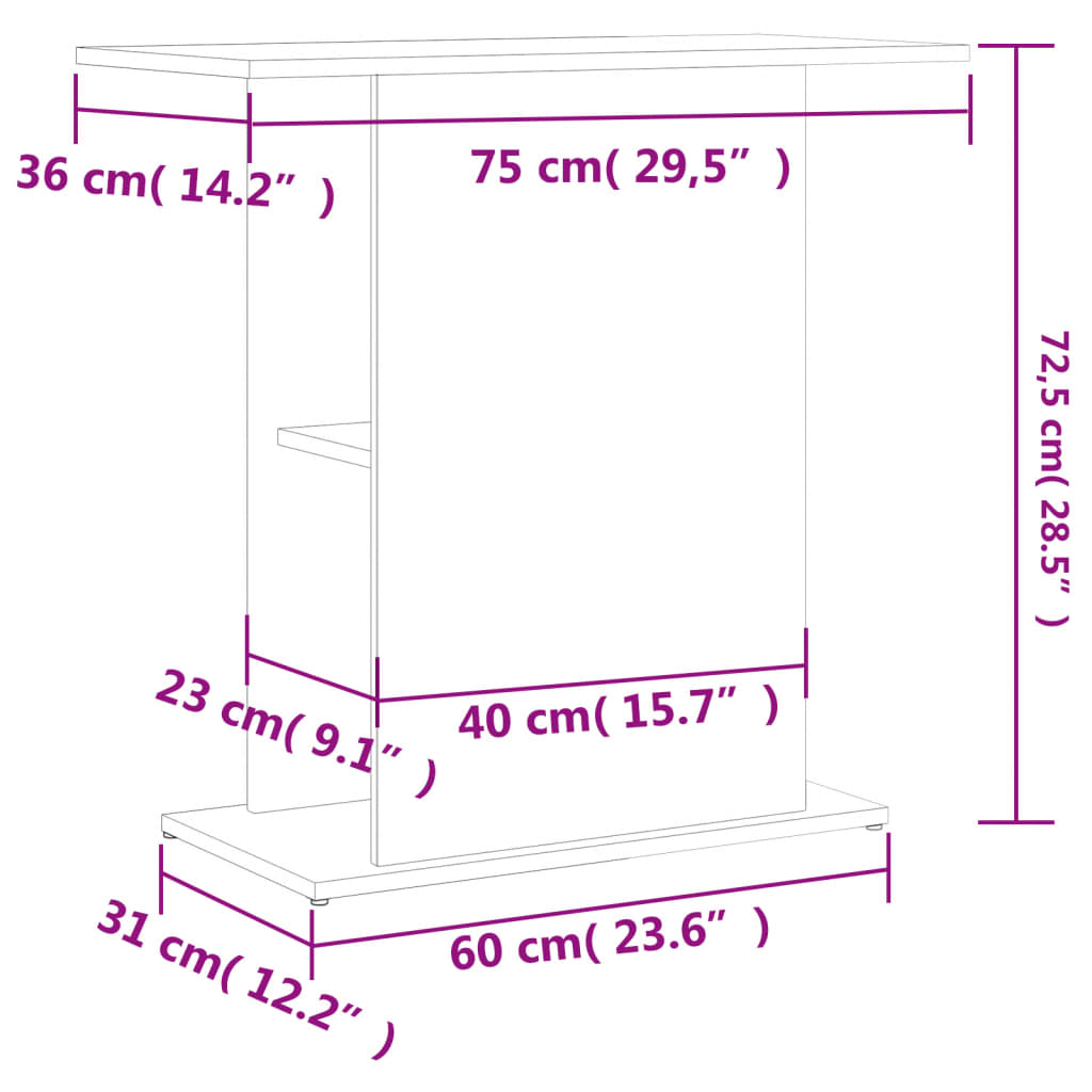 Suporte aquário 75x36x72,5 cm deriv. de madeira cinza cimento