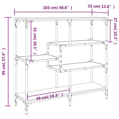 Consola de Entrada Diane - 103x32x95 cm - Madeira Rústica - Derivados de Madeira com Estrutura de Metal - Design Industrial