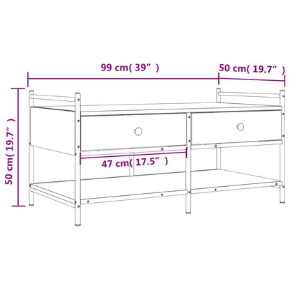 Mesa de centro 99x50x50 cm derivados de madeira cinzento sonoma