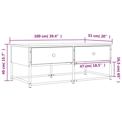 Mesa de centro 100x51x40cm derivados de madeira cinzento sonoma