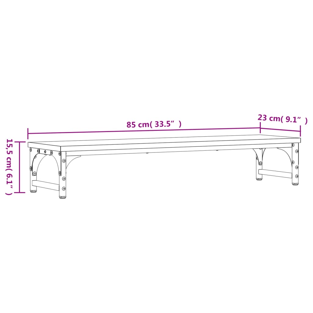 Suporte monitor 85x23x15,5 cm derivados madeira cinzento sonoma