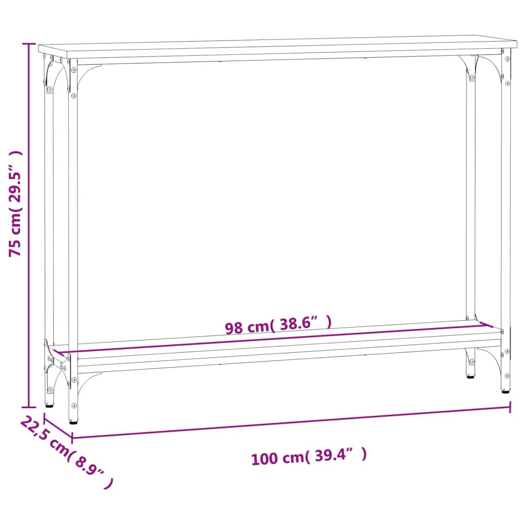 Mesa consola 100x22,5x75cm derivados de madeira carvalho sonoma