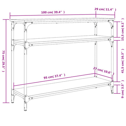 Consola de Entrada Breanna - 100x29x75 cm - Cor Carvalho Sonoma - Derivados de Madeira com Estrutura de Metal - Design Industrial