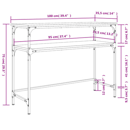 Consola de Entrada Breanna - 100x35,5x75 cm - Com 2 Prateleiras - Cor Preto - Derivados de Madeira com Estrutura de Metal - Design Industrial