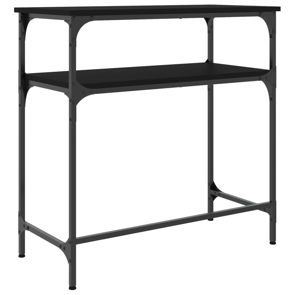 Consola de Entrada Breanna - 75x35,5 x75 cm - Com 2 Prateleiras - Cor Preto - Derivados de Madeira com Estrutura de Metal - Design Industrial