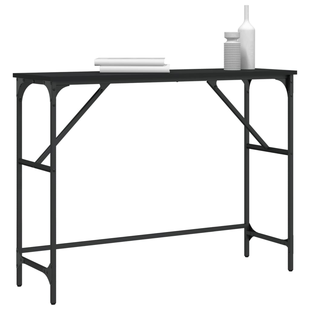 Consola de Entrada Brenda - 100x32x75 cm - Cor Preto - Derivados de Madeira com Estrutura de Metal - Design Industrial