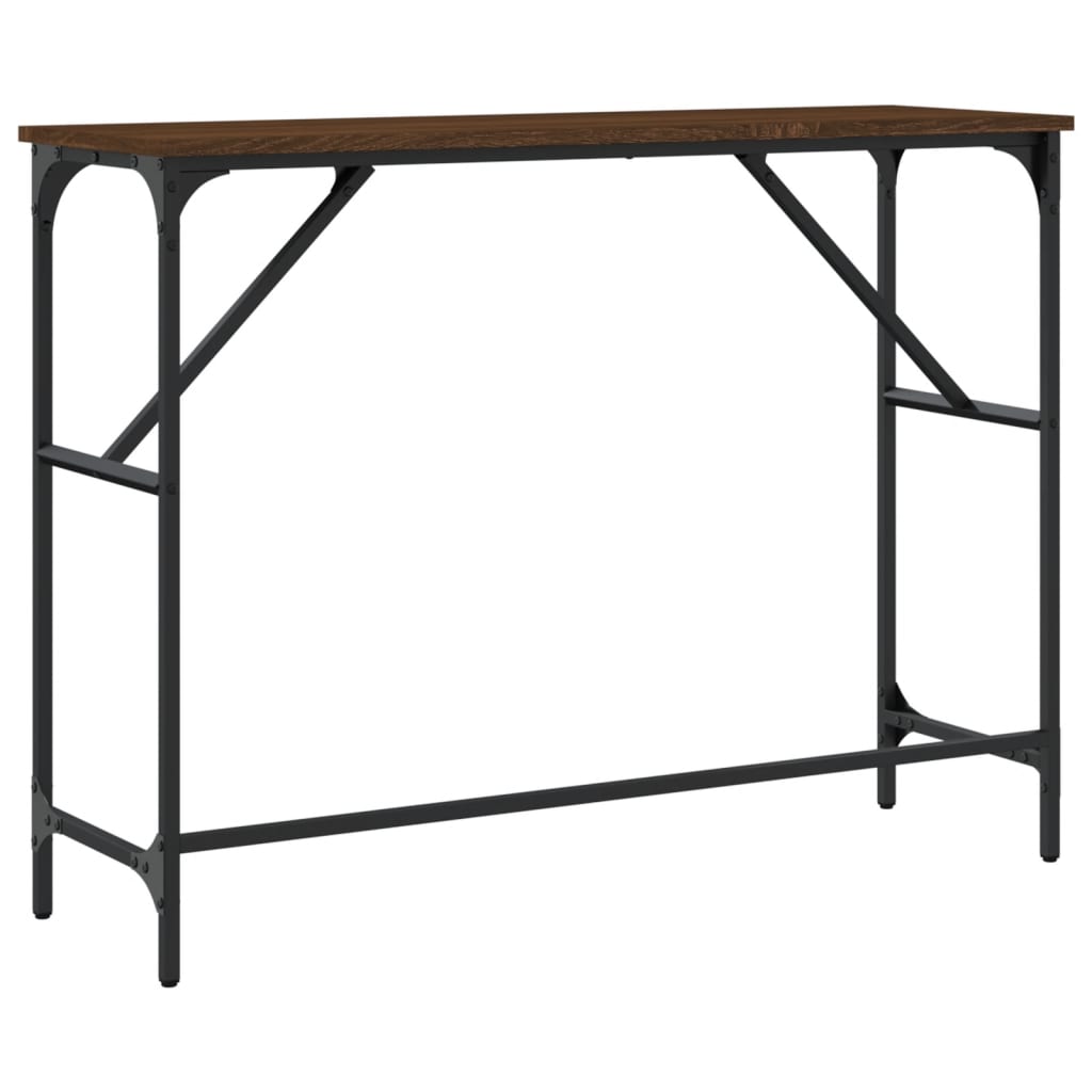 Consola de Entrada Brenda - 100x32x75 cm - Cor Castanho - Derivados de Madeira com Estrutura de Metal - Design Industrial