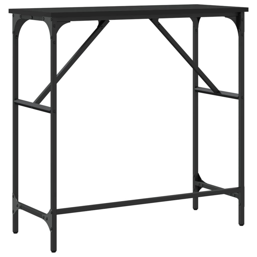 Consola de Entrada Brenda - 75x32x75 cm - Cor Preto - Derivados de Madeira com Estrutura de Metal - Design Industrial