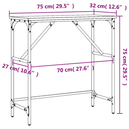 Consola de Entrada Brenda - 75x32x75 cm - Cor Preto - Derivados de Madeira com Estrutura de Metal - Design Industrial