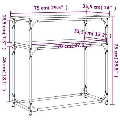 Consola de Entrada Brenna - 75x35,5x75 cm - Cor Cinzento - Derivados de Madeira com Estrutura de Metal - Design Industrial