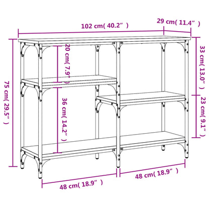 Consola de Entrada Bríd - 102x29x75 cm - Cor Cinzento - Derivados de Madeira com Estrutura de Metal - Design Industrial