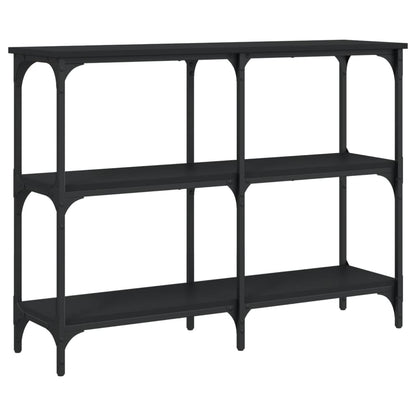 Consola de Entrada Brogan - Com 4 Prateleiras - 100x29x75 cm - Cor Preto - Derivados de Madeira com Estrutura de Metal - Design Industrial