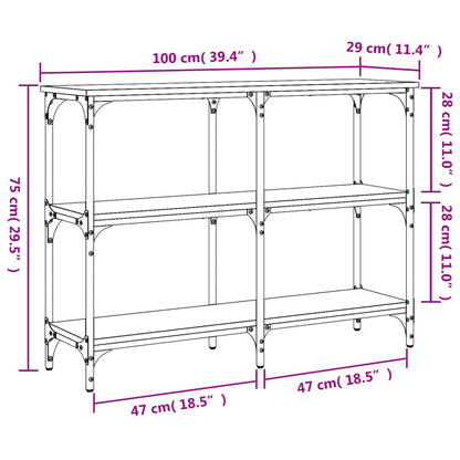 Consola de Entrada Brogan - Com 4 Prateleiras - 100x29x75 cm - Cor Preto - Derivados de Madeira com Estrutura de Metal - Design Industrial