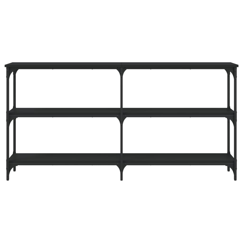 Consola de Entrada Brogan - Com 4 Prateleiras - 150x29x75 cm - Cor Preto - Derivados de Madeira com Estrutura de Metal - Design Industrial