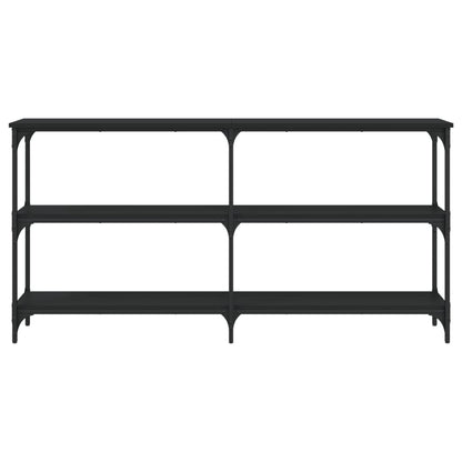 Consola de Entrada Brogan - Com 4 Prateleiras - 150x29x75 cm - Cor Preto - Derivados de Madeira com Estrutura de Metal - Design Industrial