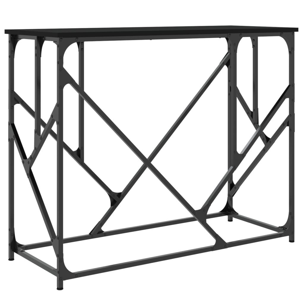 Consola de Entrada Eilís - 100x40x80 cm - Cor Preto - Derivados de Madeira com Estrutura de Metal - Design Industrial