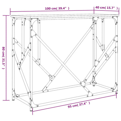 Consola de Entrada Eilís - 100x40x80 cm - Cor Carvalho Sonoma - Derivados de Madeira com Estrutura de Metal - Design Industrial