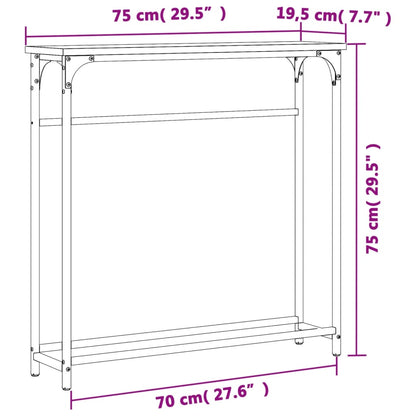 Mesa consola 75x19,5x75 cm derivados de madeira cinzento sonoma