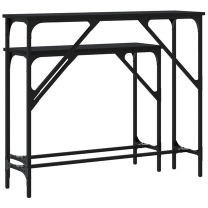 Consola de Entrada Simone - 2 Mesas - 95 x 26 x 80 cm / 75 x 26 x 63 cm - Cor Preto - Derivados de Madeira com Estrutura de Metal