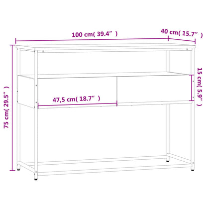 Consola de Entrada Anna com 2 Gavetas de 100 cm - Cinzento - Design Moderno