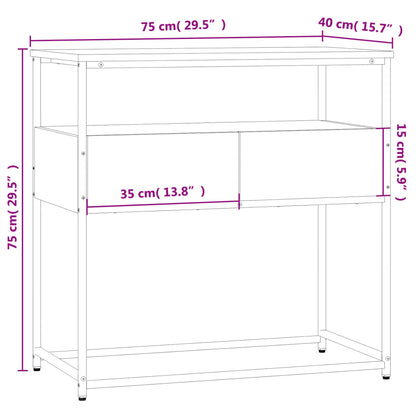 Consola de Entrada Anna com 2 Gavetas de 75 cm - Nogueira - Design Moderno