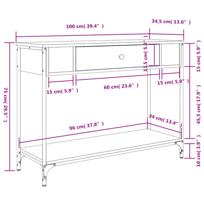 Mesa consola 100x34,5x75cm derivados de madeira carvalho sonoma