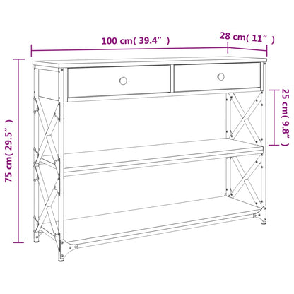 Consola de Entrada Perla com 2 Gavetas de 100 cm - Nogueira - Design Moderno