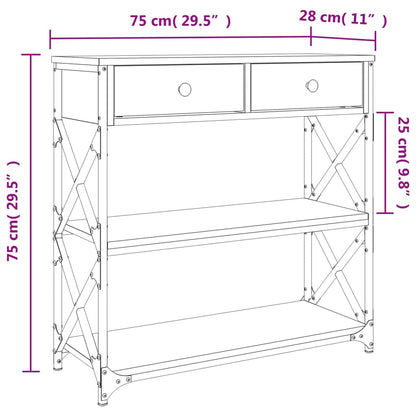 Mesa consola 75x28x75 cm derivados de madeira carvalho sonoma