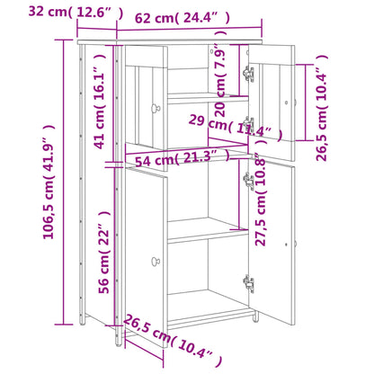 Aparador alto 62x32x106,5 cm derivados de madeira cinza sonoma