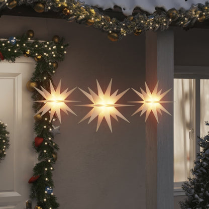 Estrelas da Morávia dobráveis com luzes LED 3 pcs branco