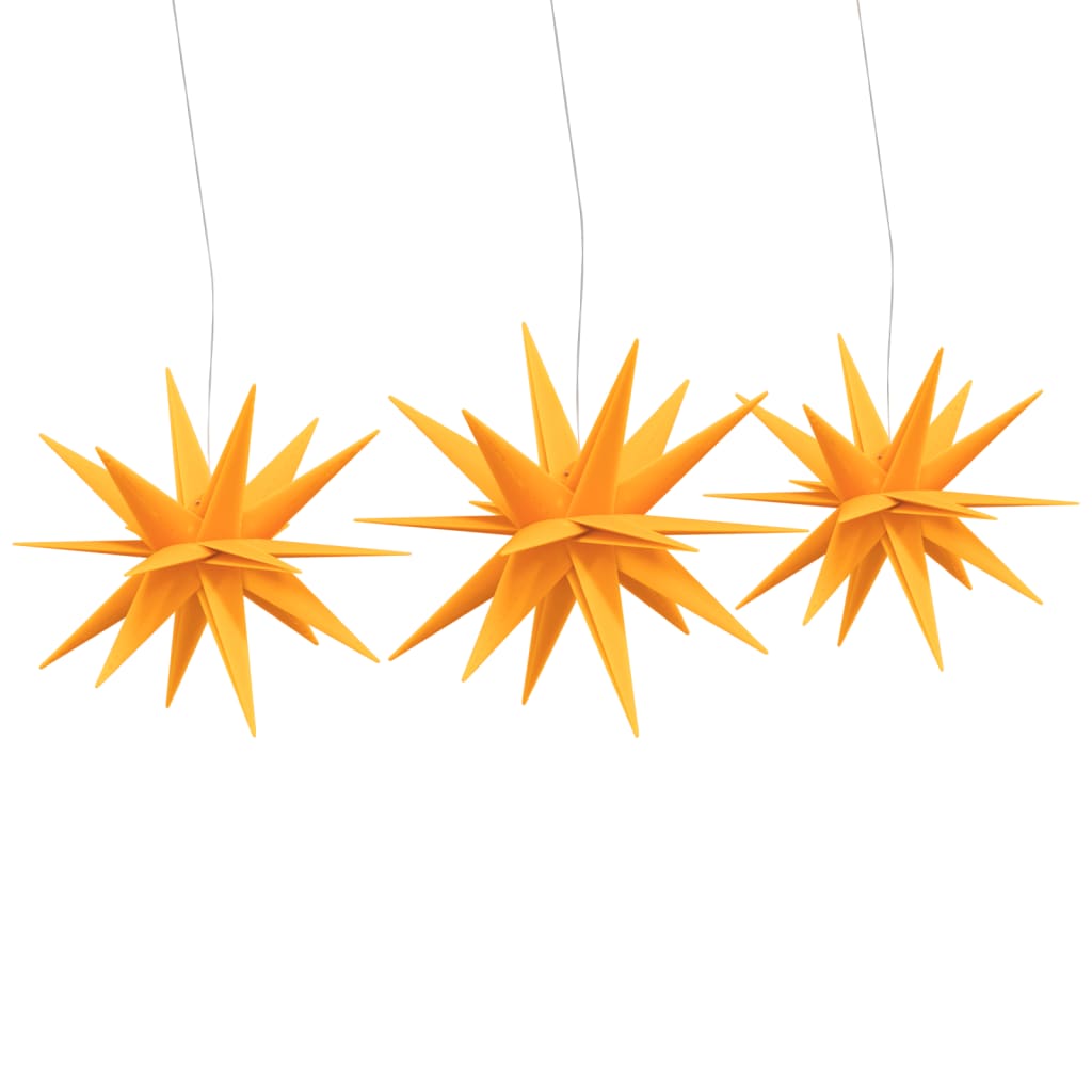 Estrelas da Morávia dobráveis com luzes LED 3 pcs amarelo