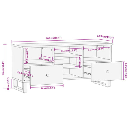 Móvel de TV 100x33,5x46 cm mangueira maciça castanho e preto