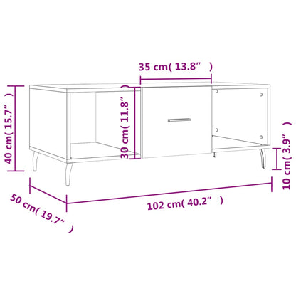 Mesa de centro 102x50x40cm derivados de madeira cinzento sonoma