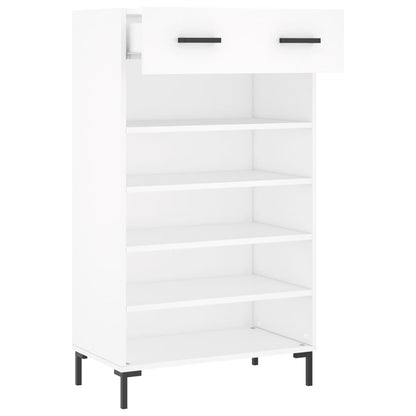 Sapateira Briana - Com 1 Gaveta e 5 Compartimentos - Cor Branco - 60x35x105 cm Derivados de Madeira e Puxadores/Pés em Ferro