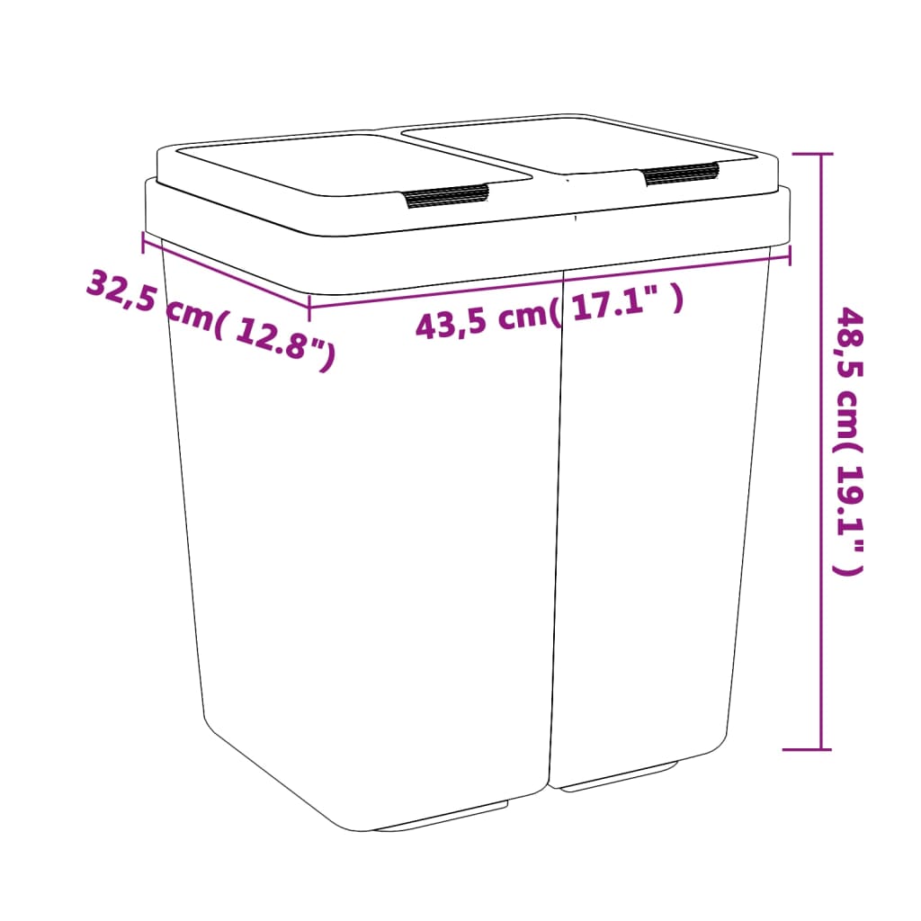 Caixote duplo 2x25 L antracite