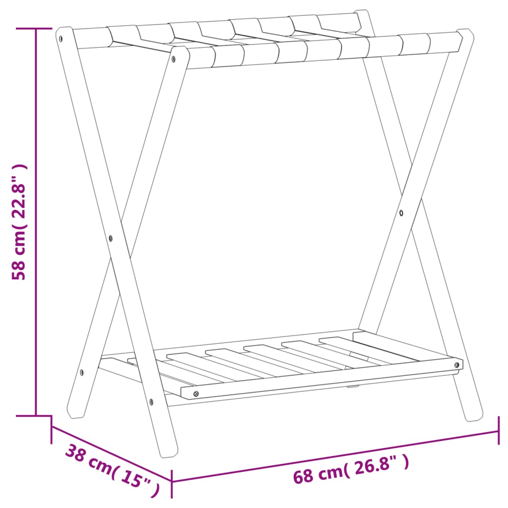 Suporte de bagagem 68x38x58 cm bambu