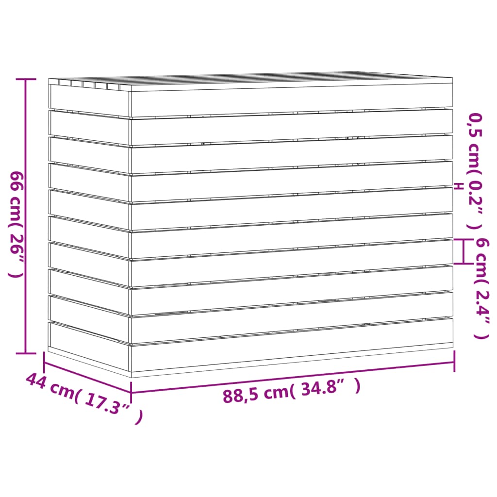 Cesto de roupa suja 88,5x44x66 cm pinho maciço branco