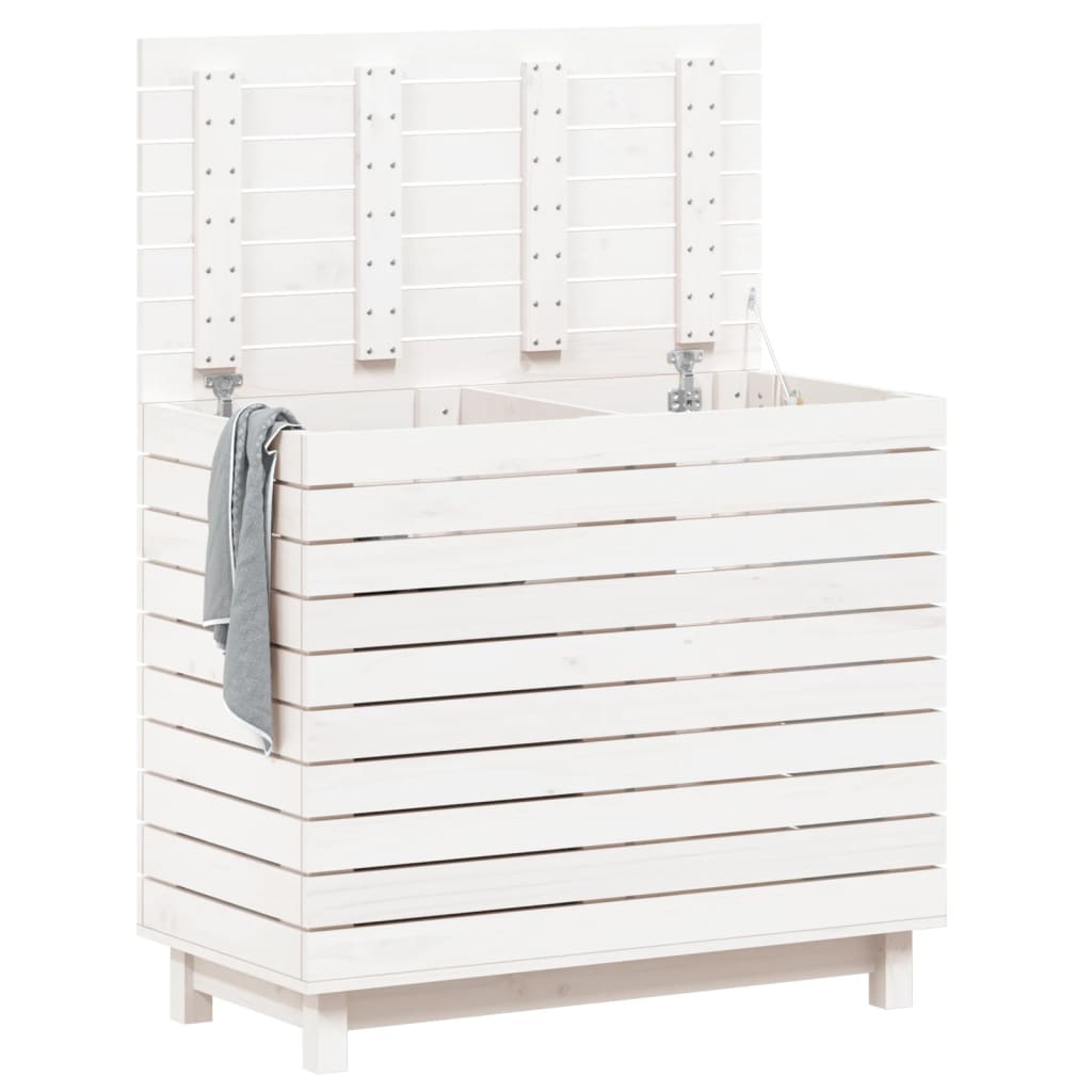 Cesto de roupa suja 88,5x44x76 cm pinho maciço branco