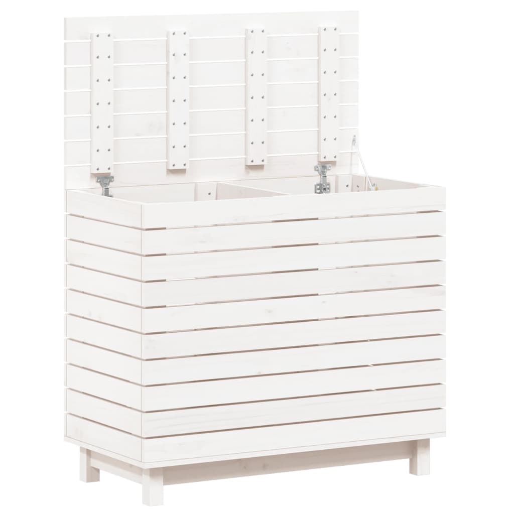 Cesto de roupa suja 88,5x44x76 cm pinho maciço branco