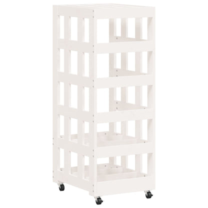 Suporte de lenha c/ rodas 40x49x110 cm pinho maciço branco