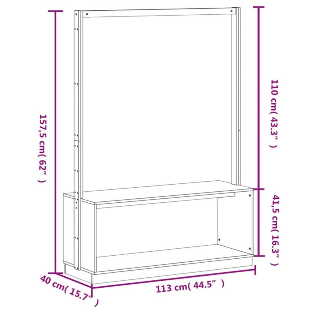 Conjunto de Entrada Bianca com Sapateira -  113x40x157,5 cm - Pinho Maciço - Cor Branco